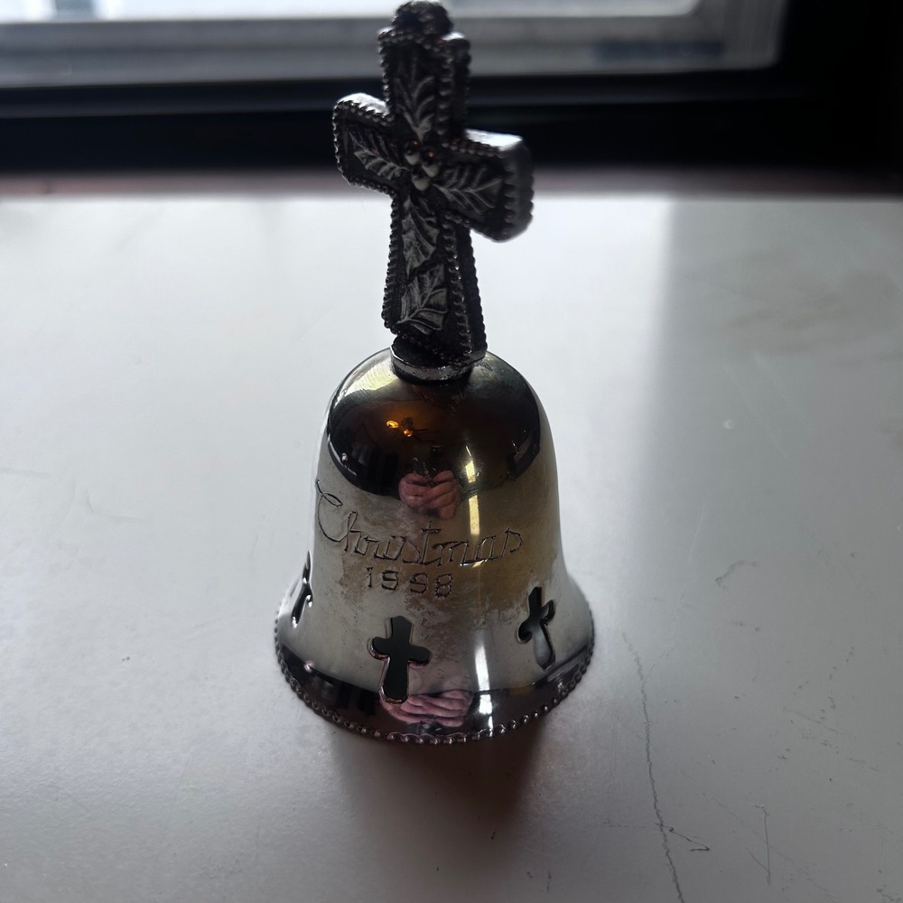 International Silver Co Christmas 1998 Silverplated Bell Cross Handle Vintage